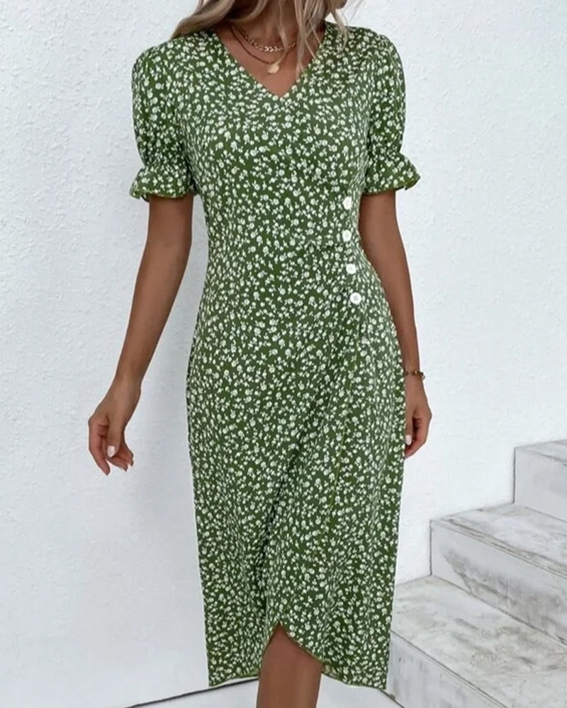 Albertyna | Geblümtes Kleid mit V-Ausschnitt