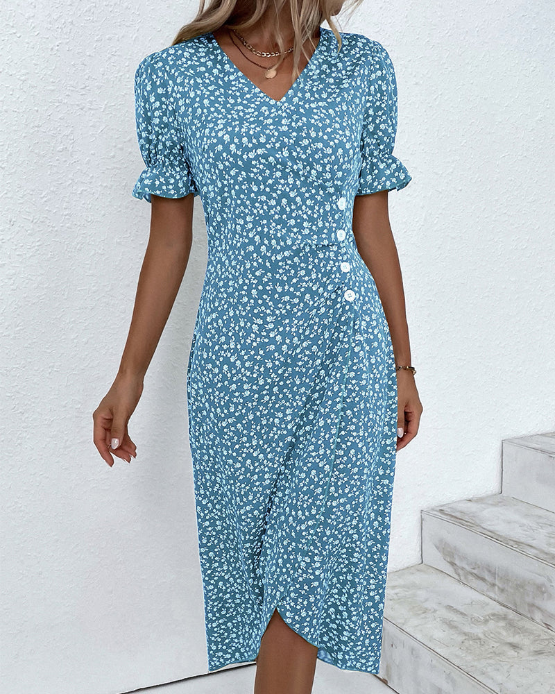 Albertyna | Geblümtes Kleid mit V-Ausschnitt