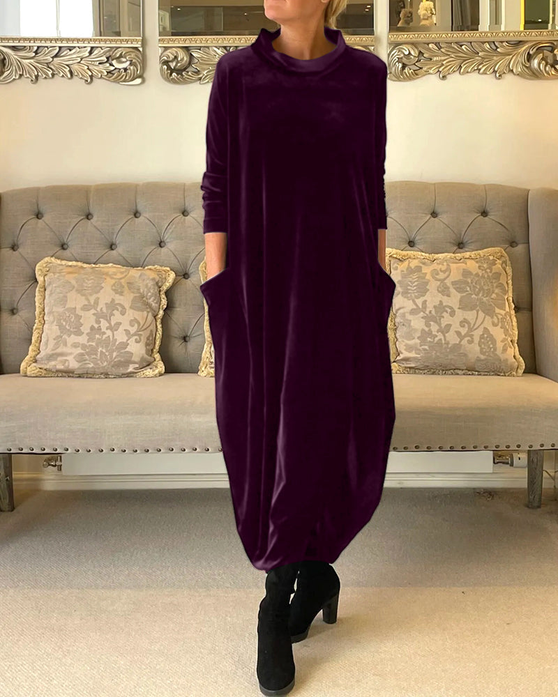 Clea | Samtkleid mit Kragen und praktischen Taschen