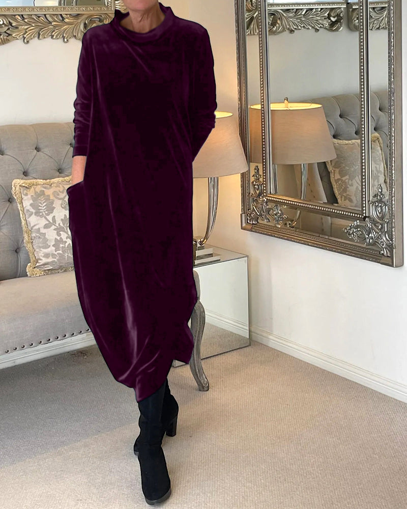 Clea | Samtkleid mit Kragen und praktischen Taschen