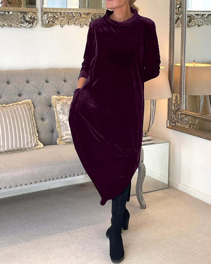 Clea | Samtkleid mit Kragen und praktischen Taschen