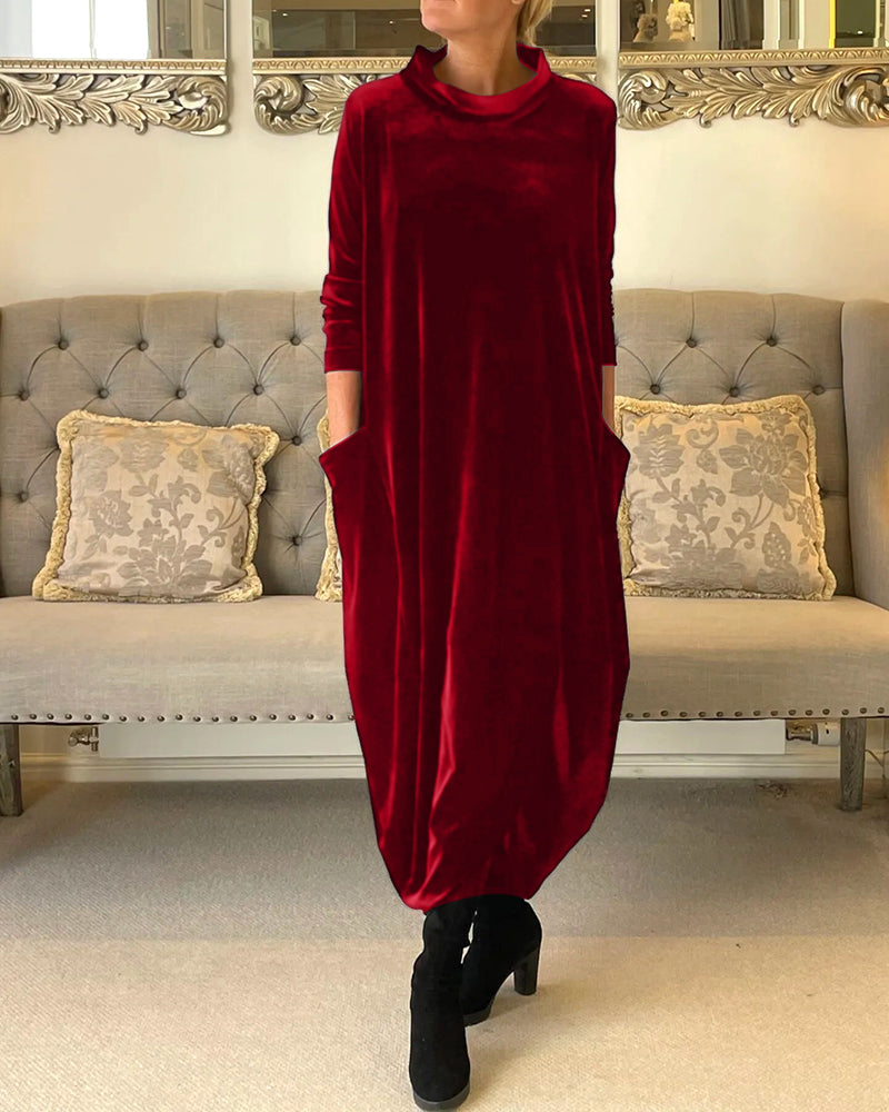 Clea | Samtkleid mit Kragen und praktischen Taschen