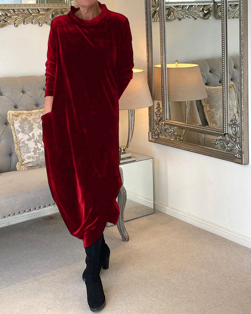 Clea | Samtkleid mit Kragen und praktischen Taschen