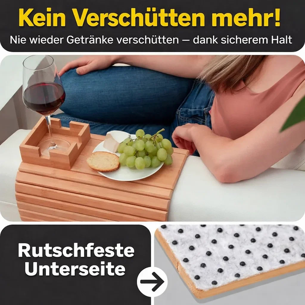 Bambus Armlehnen Tablett — Umweltfreundlicher Becher- und Snackhalter für das Sofa product image 2
