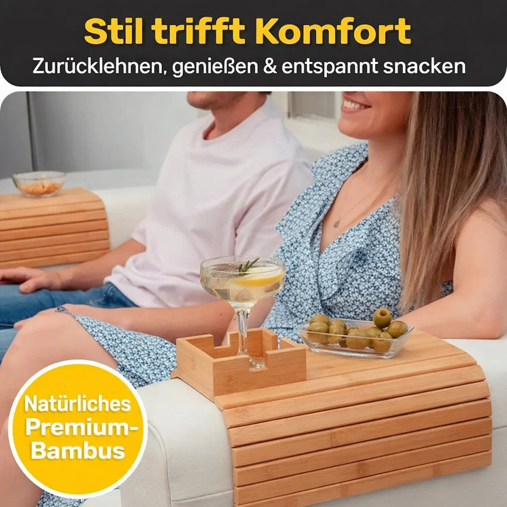 Bambus Armlehnen Tablett — Umweltfreundlicher Becher- und Snackhalter für das Sofa product image 5