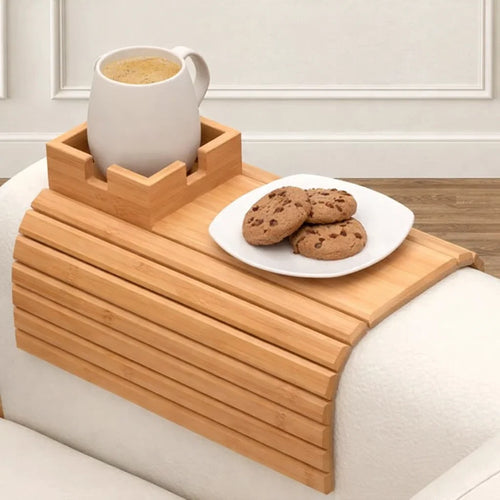 Bambus Armlehnen Tablett — Umweltfreundlicher Becher- und Snackhalter für das Sofa product image 1
