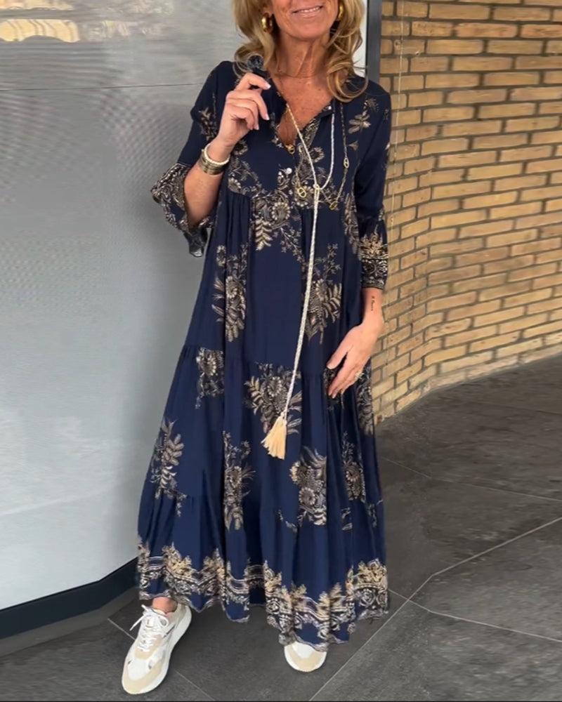 Edeltraud | Neues Vintage Kleid mit lockerem V-Ausschnitt