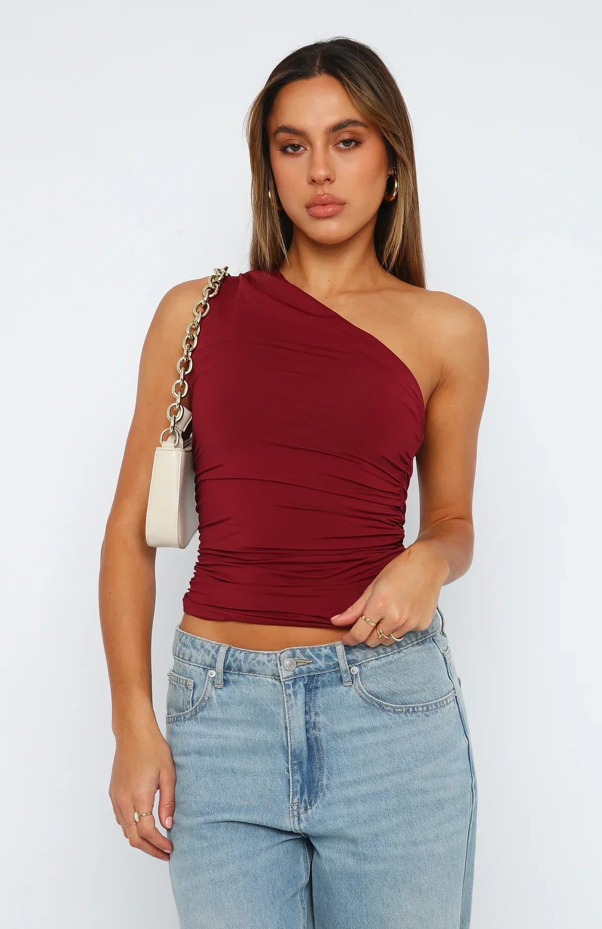 Asymmetrisches One Shoulder Oberteil mit Twist Detail für Frauen