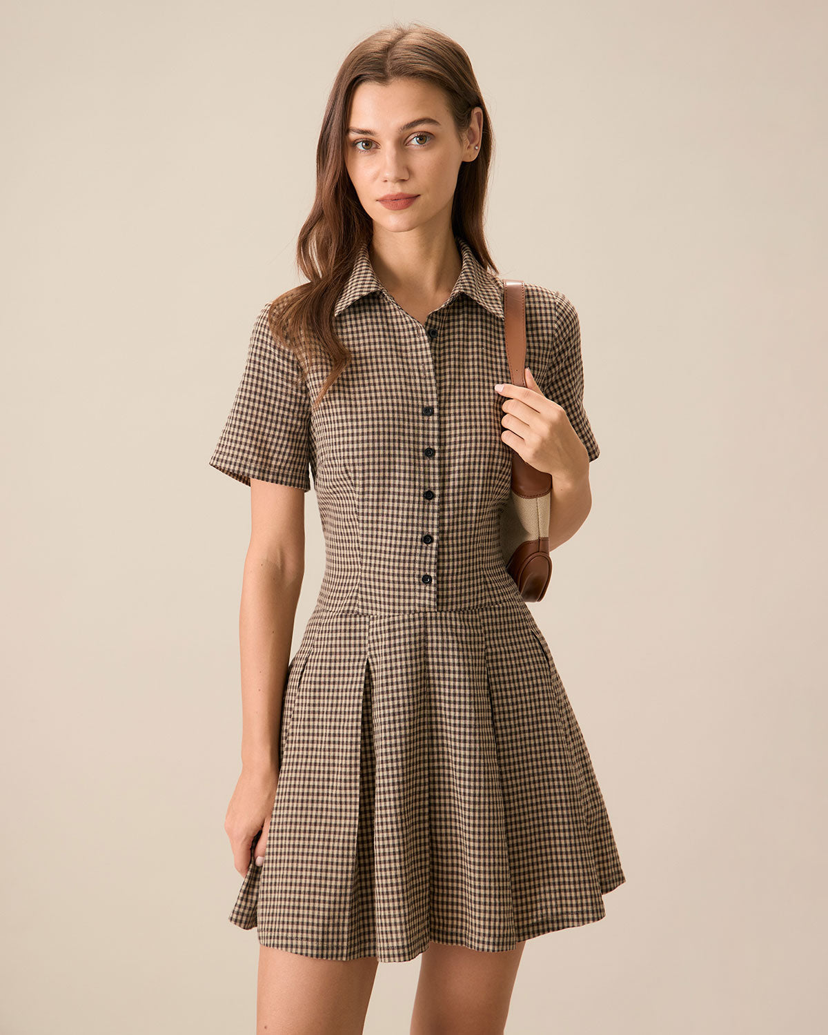 Carlee | Kariertes Mini-Kleid mit Falten
