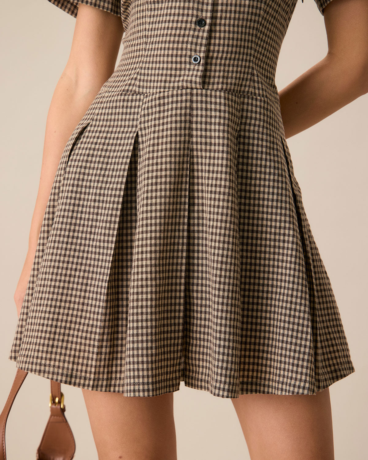 Carlee | Kariertes Mini-Kleid mit Falten