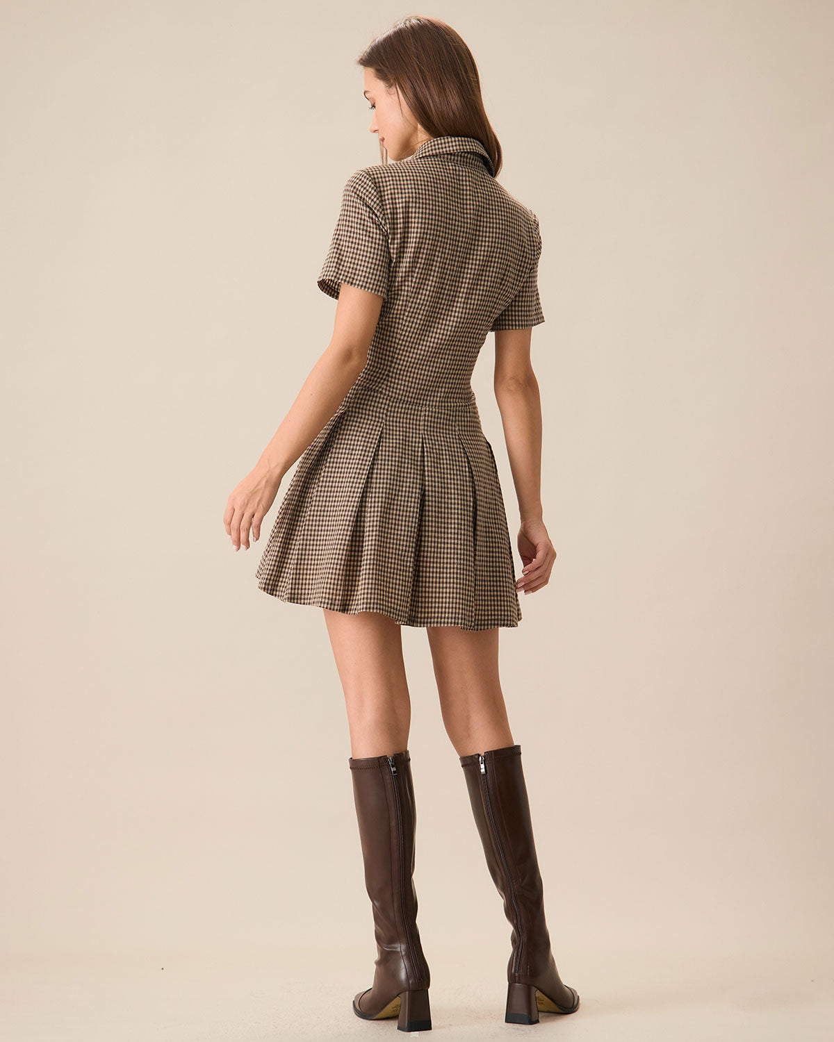 Carlee | Kariertes Mini-Kleid mit Falten