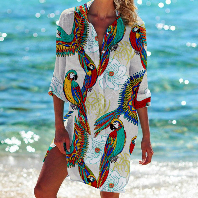 Gracelle | Feminines Hemdblusenkleid mit Print