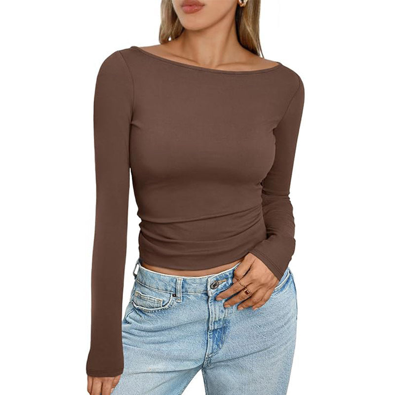 Langarm-Slim-Fit-T-Shirt für Frauen
