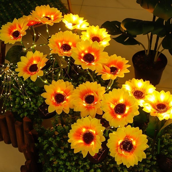 Solar Gartenleuchten Sonnenblumen Warmweiß Außenbeleuchtung Wetterfest product image 9