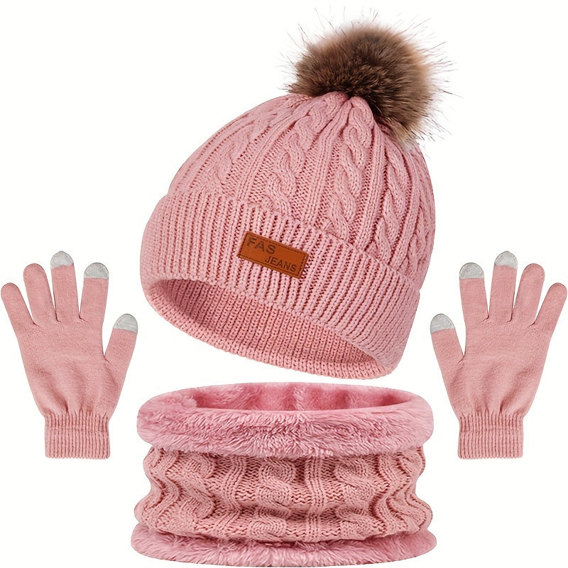Gemütliches Mützen- und Handschuhset Für Winterwärme Für Frauen