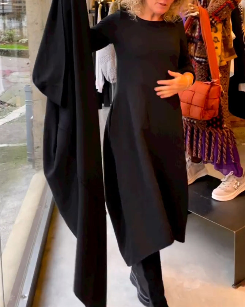 Gerrie | Schwarzes Midikleid mit Taschen