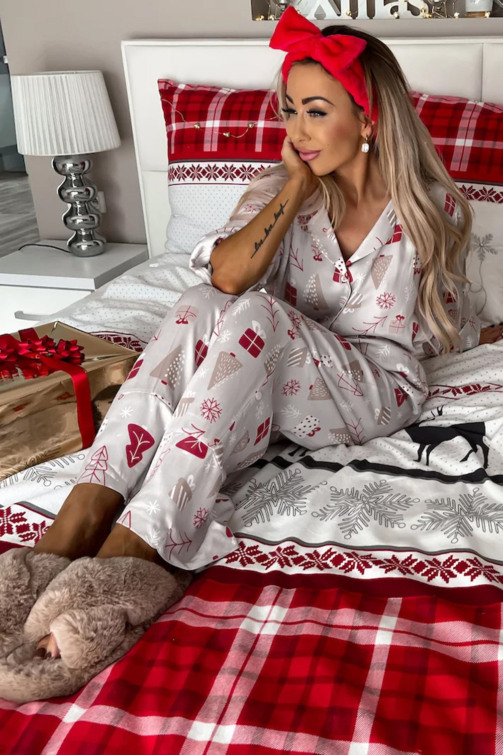 Weihnachts-Pyjama-Set mit festlichem Druck Für Frauen