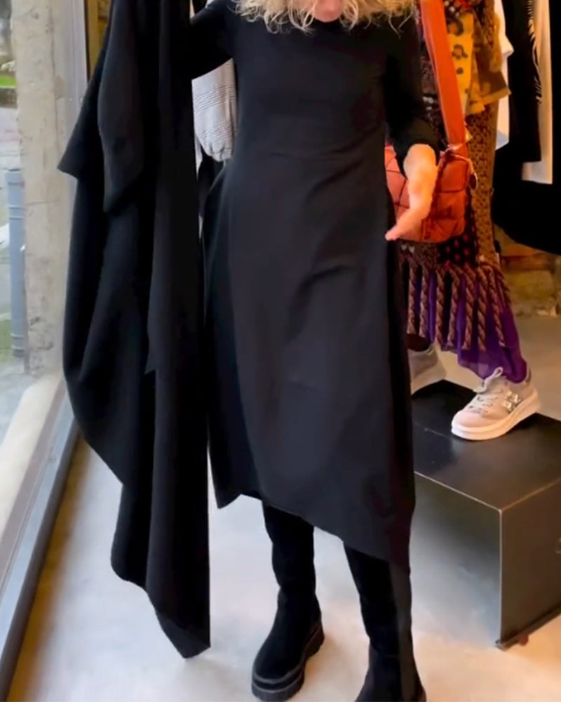 Gerrie | Schwarzes Midikleid mit Taschen
