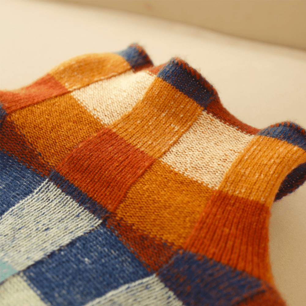 Bunter Patchwork-Rollkragenpullover Für Schicken Herbststil Für Frauen