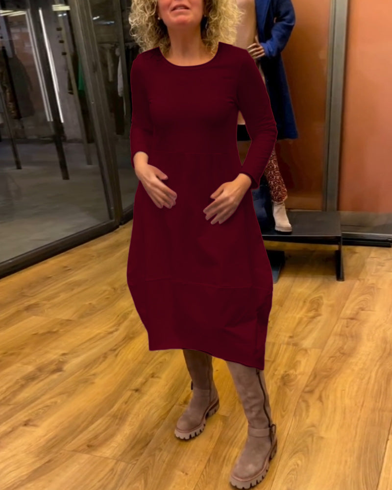 Gerrie | Schwarzes Midikleid mit Taschen