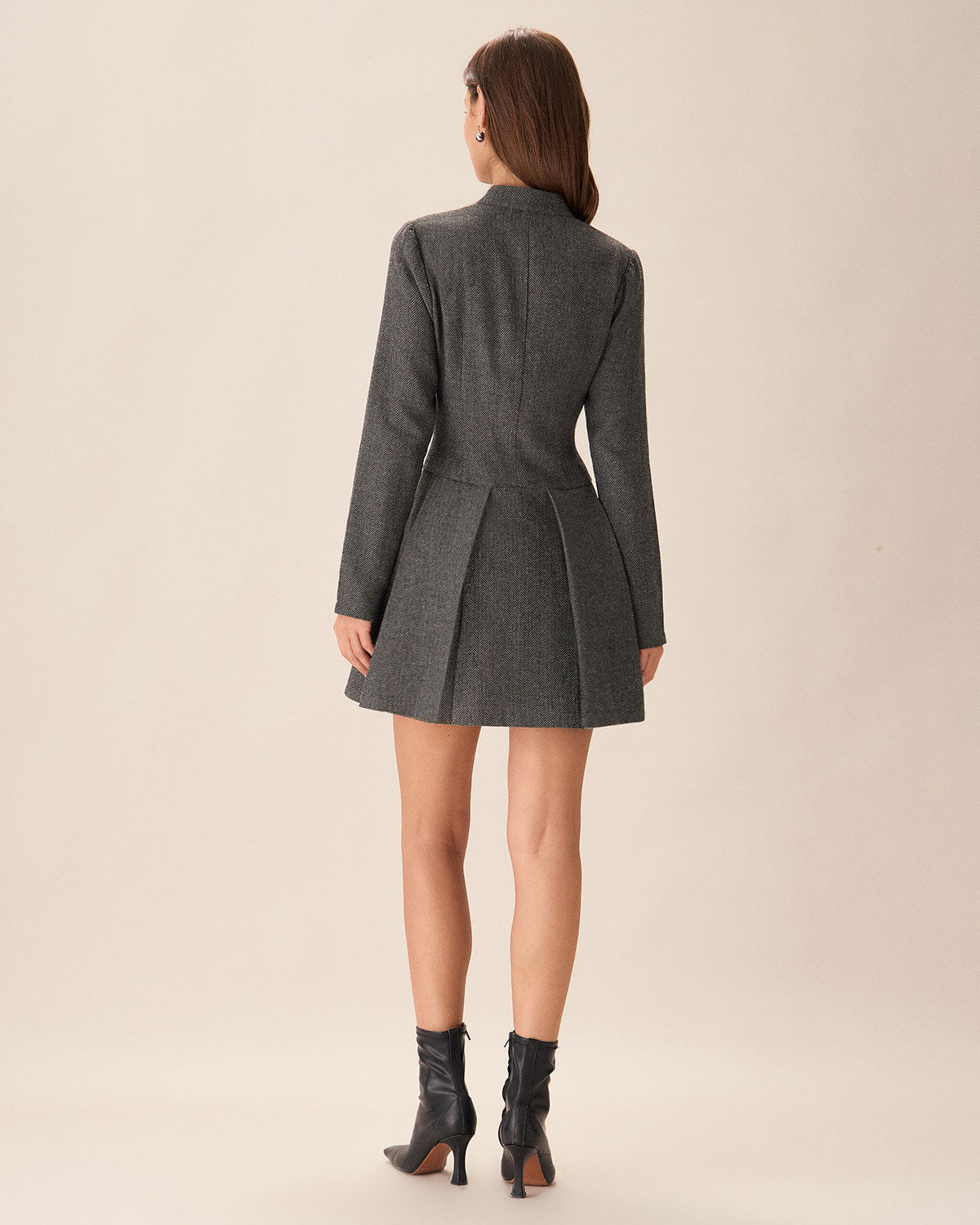 Addilyn | Falten Mini Kleid Grau