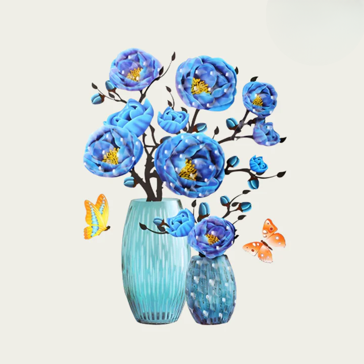 Blumen-Wandsticker mit Schmetterlingen – Selbstklebende Raumdekoration zum Abziehen und Aufkleben product image 4