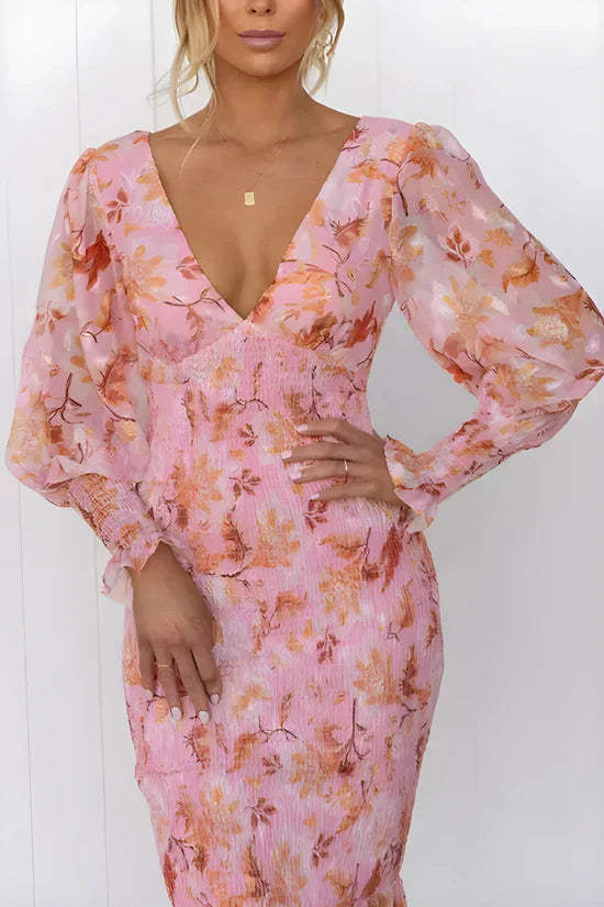 Leicht und komfortabel Midikleid mit Blumenmuster Für Frauen
