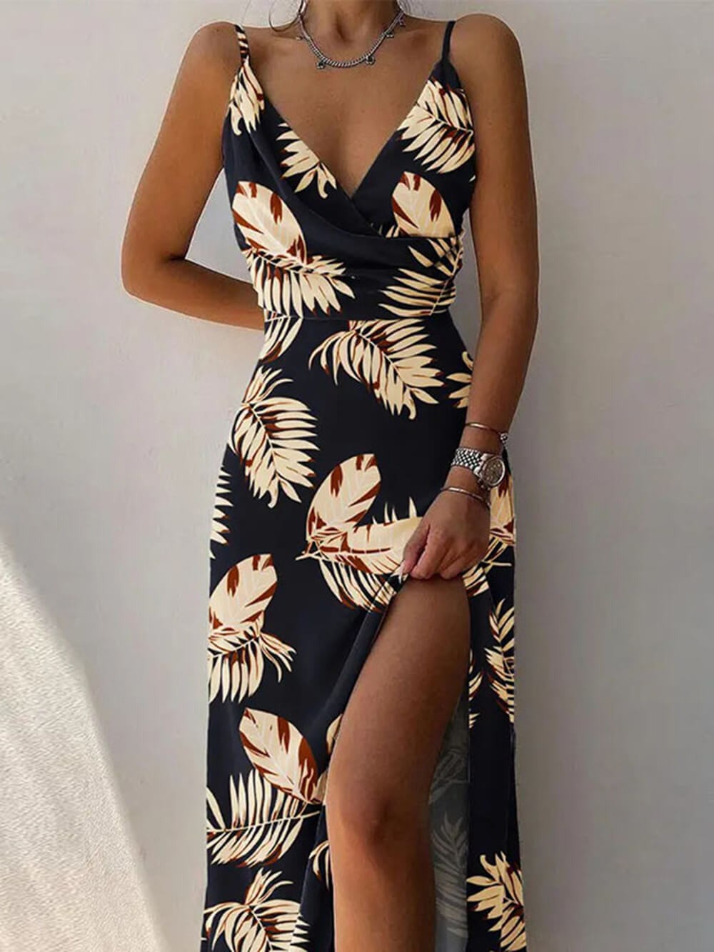 Geblümtes Spaghettiträgerkleid mit femininem Charme für Damen