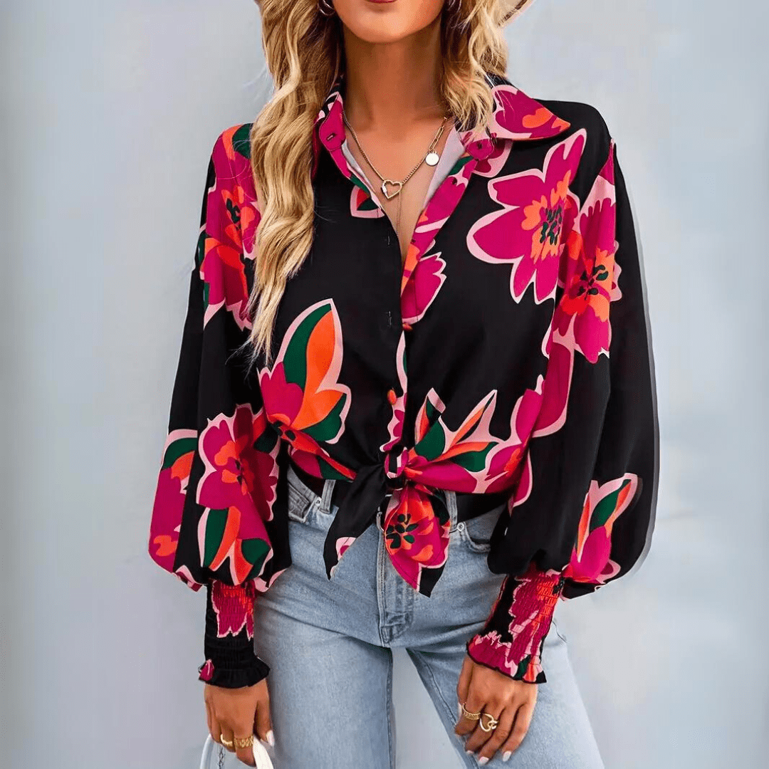 Bluse mit Blumenmuster und frischer femininer Eleganz für Damen