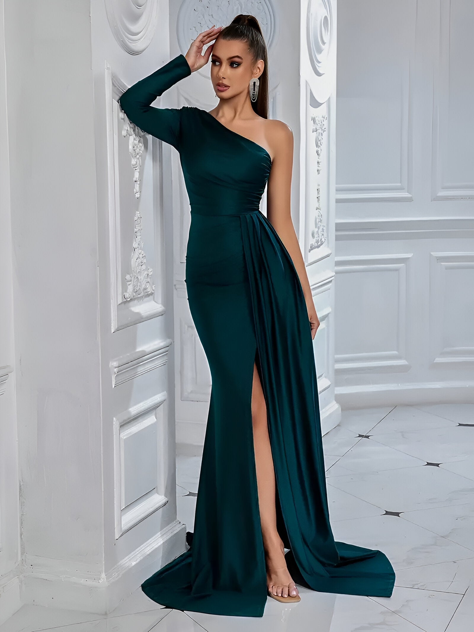 Elegantes Abendkleid aus drapierter Seide Für Frauen
