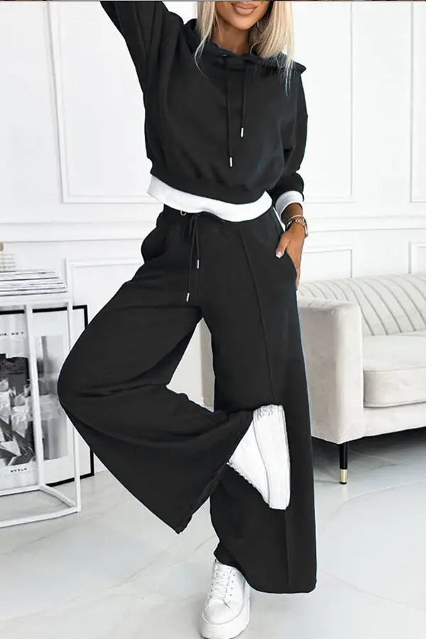 Damen Kapuzenpullover und weites Hosen-Set