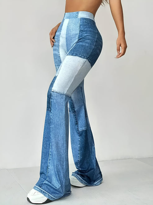 Ausgestellte Hose mit Print und Retro Flair für Frauen