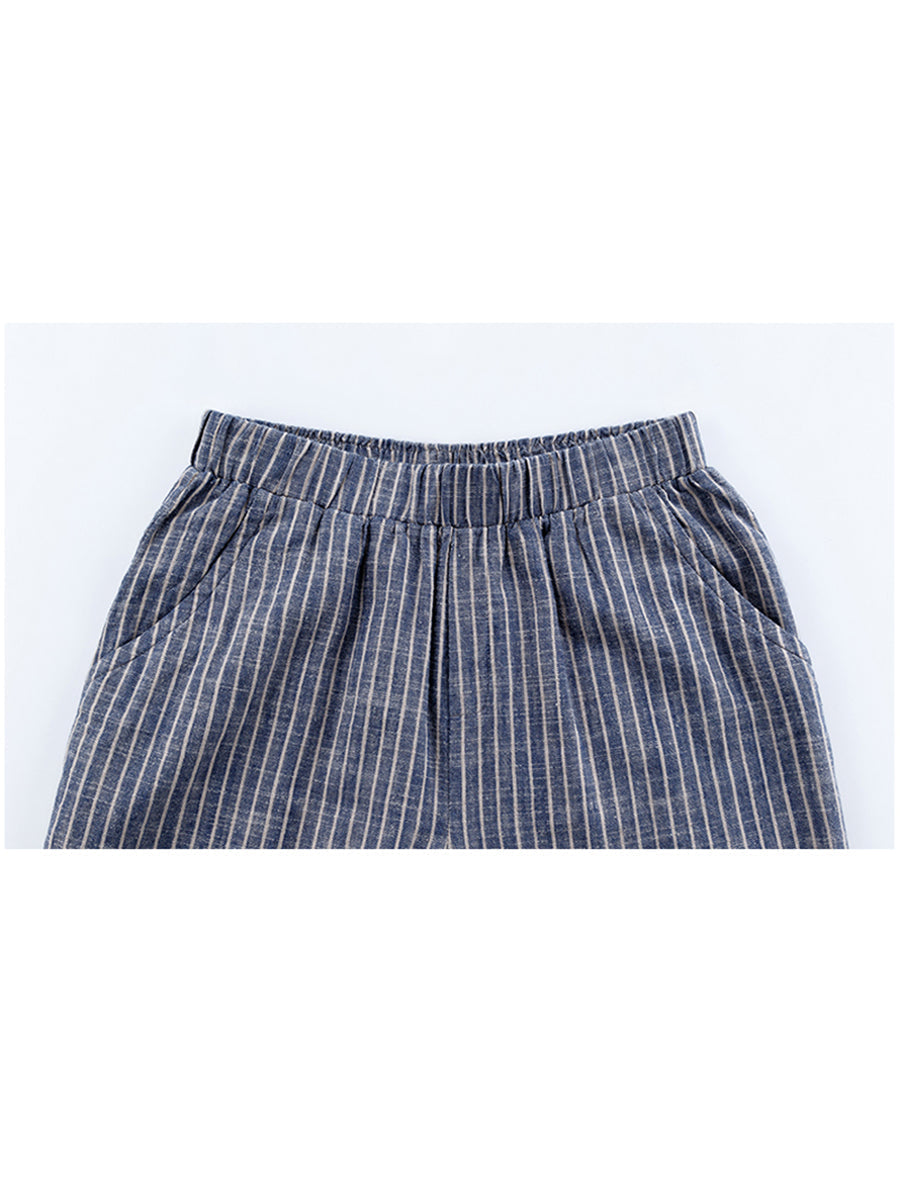Sura | Gestreifte Baumwolle Leinen Damen Hose