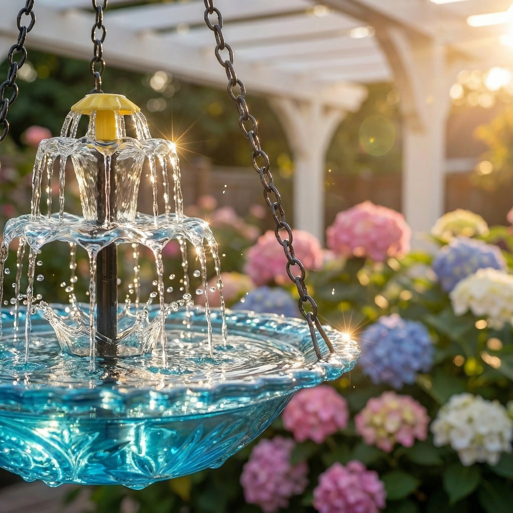 Hängender Solar-Springbrunnen mit Vogeltränke – Zweistufig, Ohne Kabel product image 2