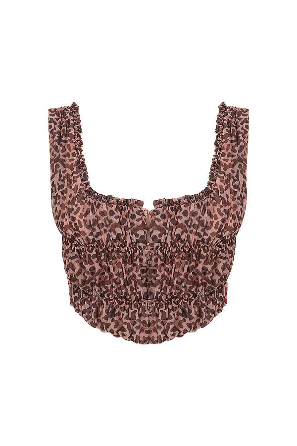 Corsage mit Animal Print und Rüschen für Damen