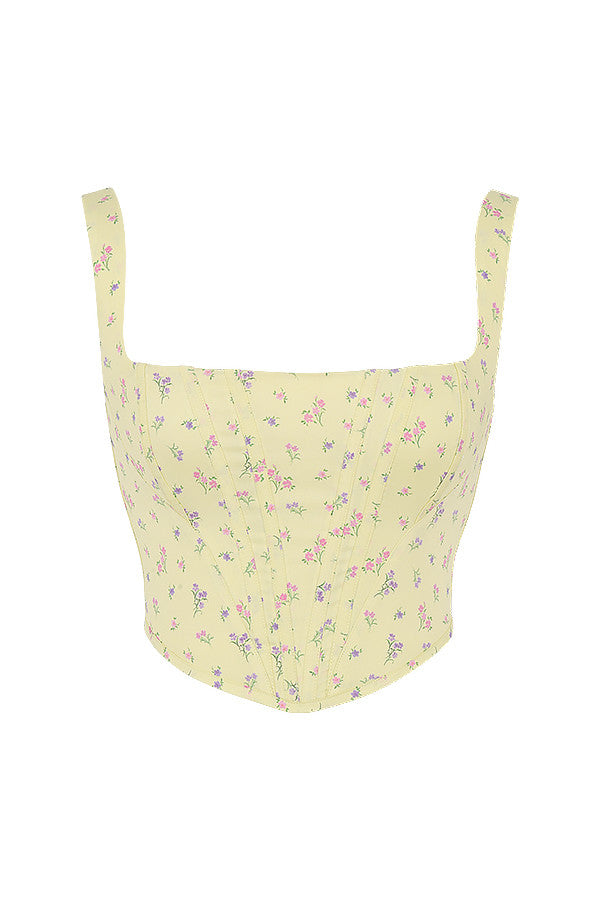Corsage mit Zitronenblumen Print und frischer Eleganz für Damen
