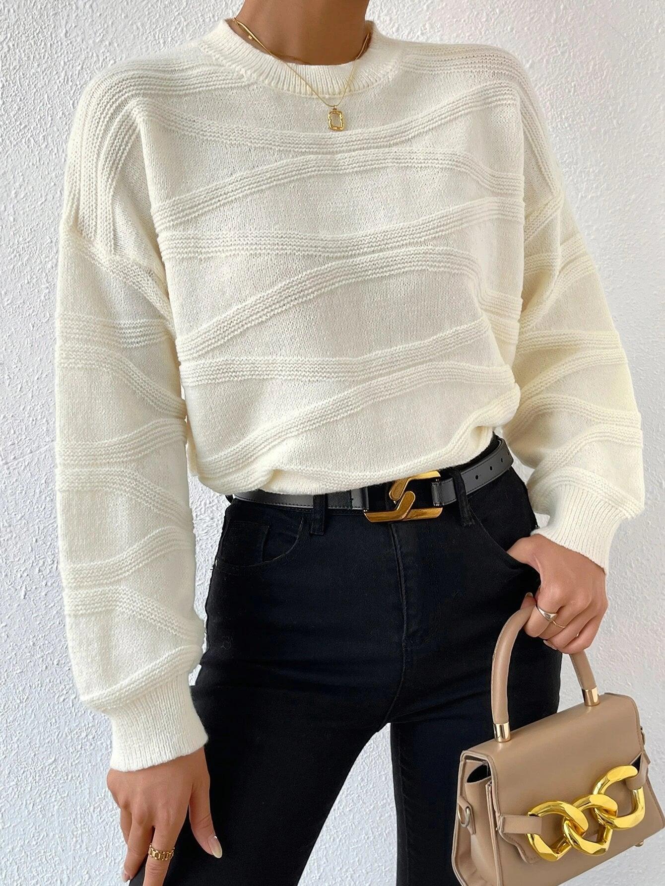 Gestrickter Pullover mit Überschnittenen Schultern für Frauen