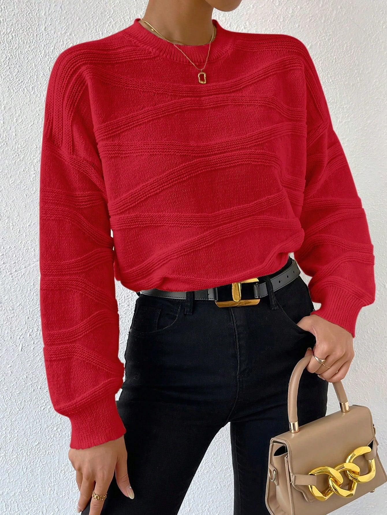 Gestrickter Pullover mit Überschnittenen Schultern für Frauen