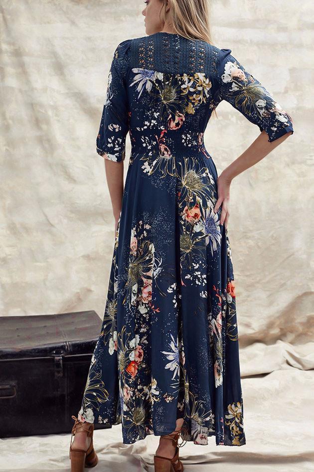 Brienna | Boho Maxi Kleid mit V-Ausschnitt