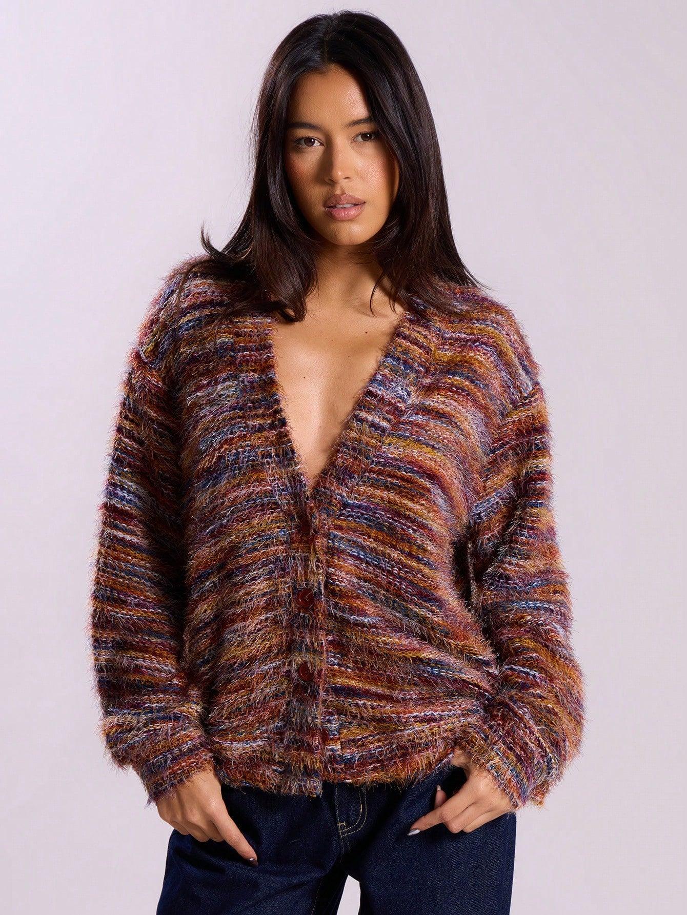 Oversized-Strick Cardigan mit Struktur Für Frauen