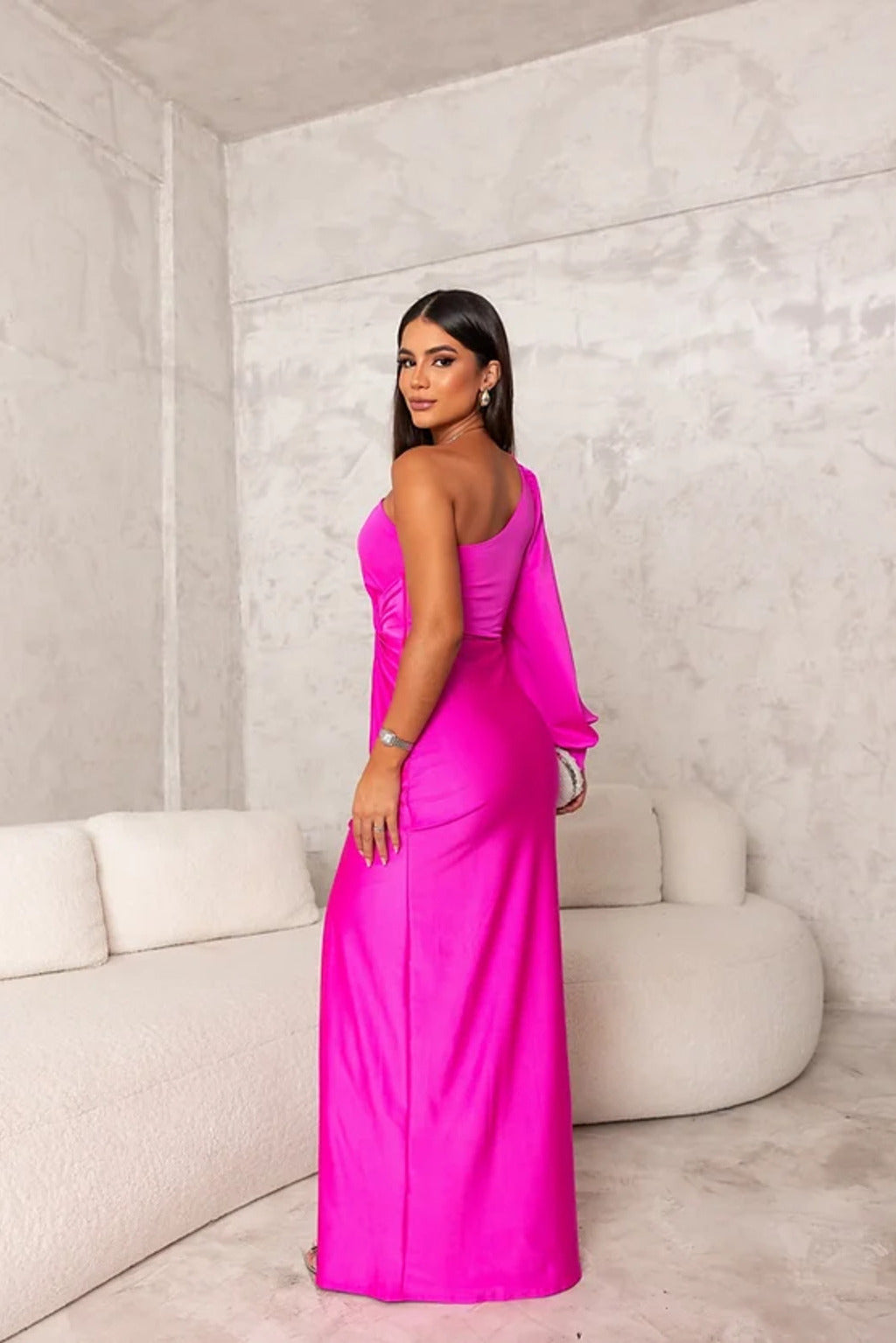Elegantes One Shoulder Abendkleid mit Hohem Schlitz für Frauen