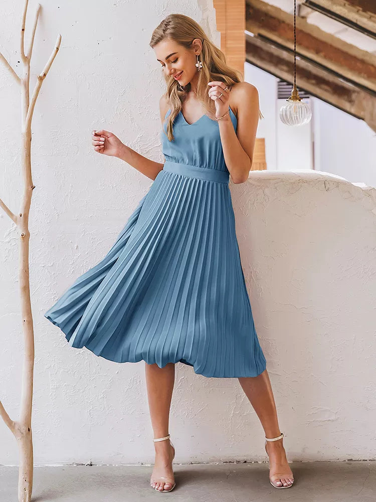 Stilvolles Midikleid Mit Falten Für Frauen