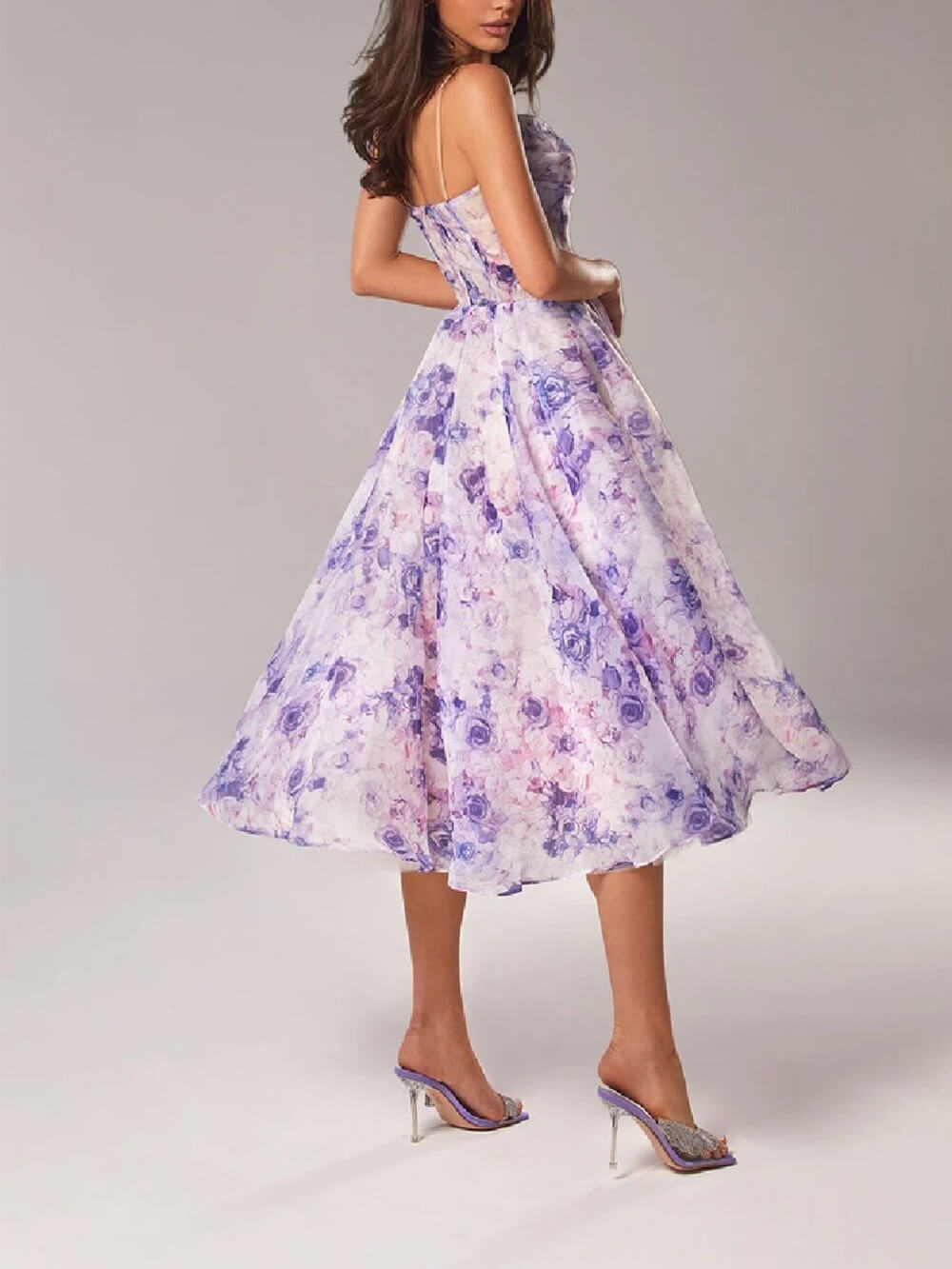 Blumiges Chiffon Midikleid mit elegantem Fall für Damen