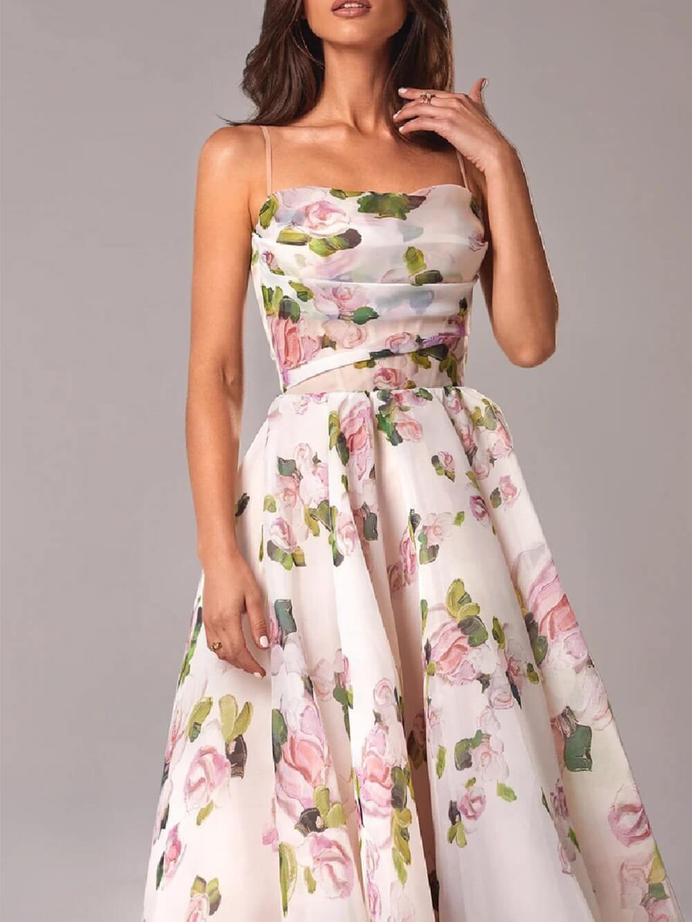 Blumiges Chiffon Midikleid mit elegantem Fall für Damen