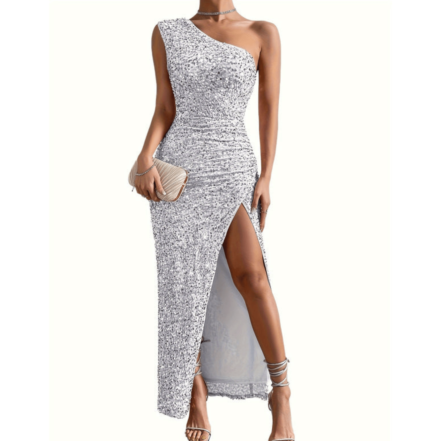 Glitzerndes Schulterkleid mit glamourösem Glanz für Damen
