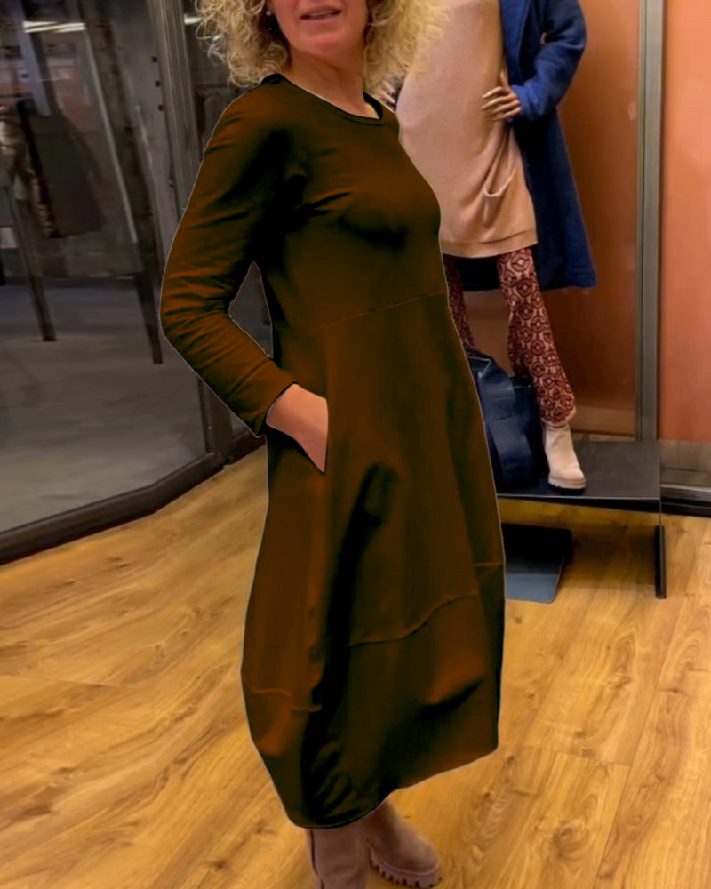 Gerrie | Schwarzes Midikleid mit Taschen