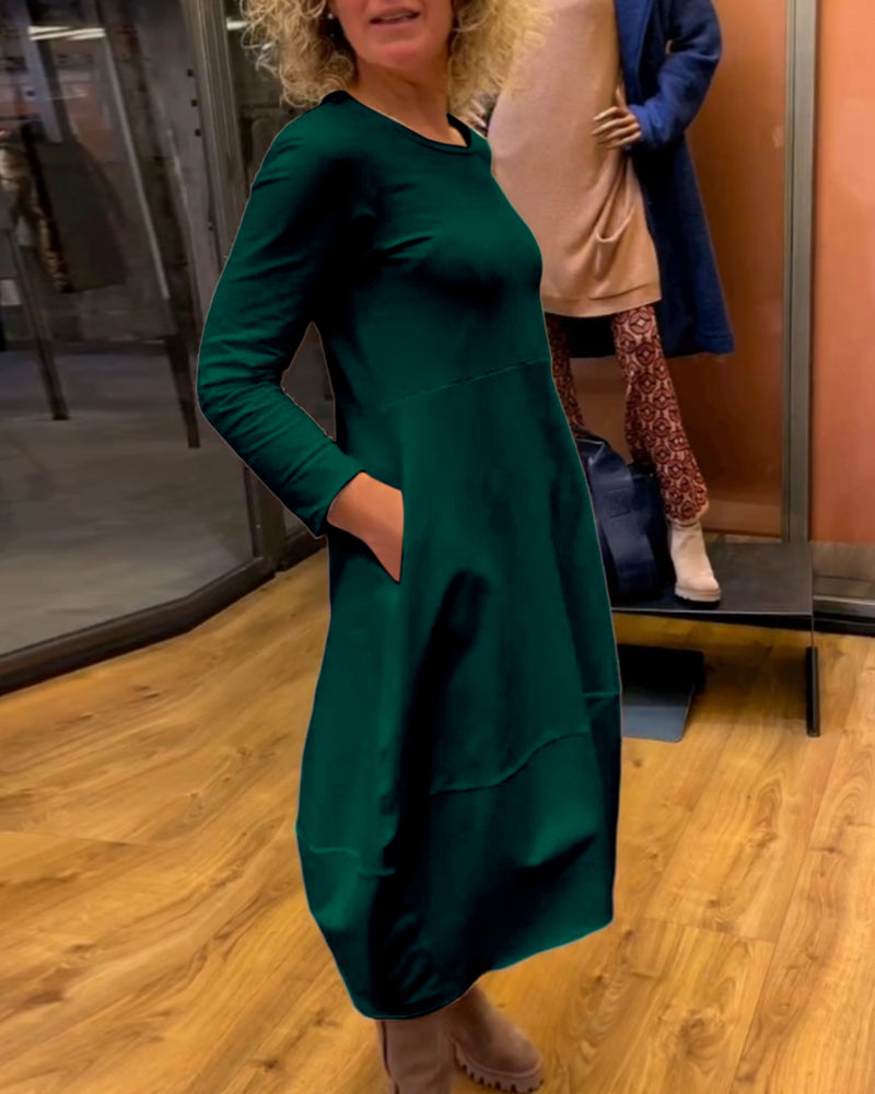 Gerrie | Schwarzes Midikleid mit Taschen