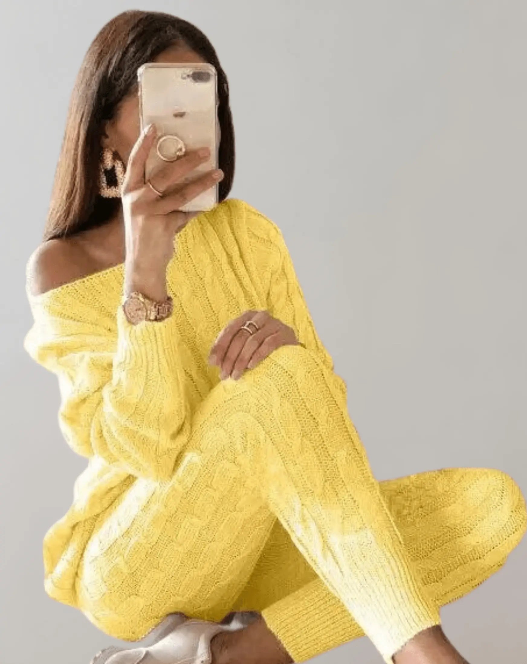 Gemütliches Strickpullover- und Hosen-Set Für Frauen