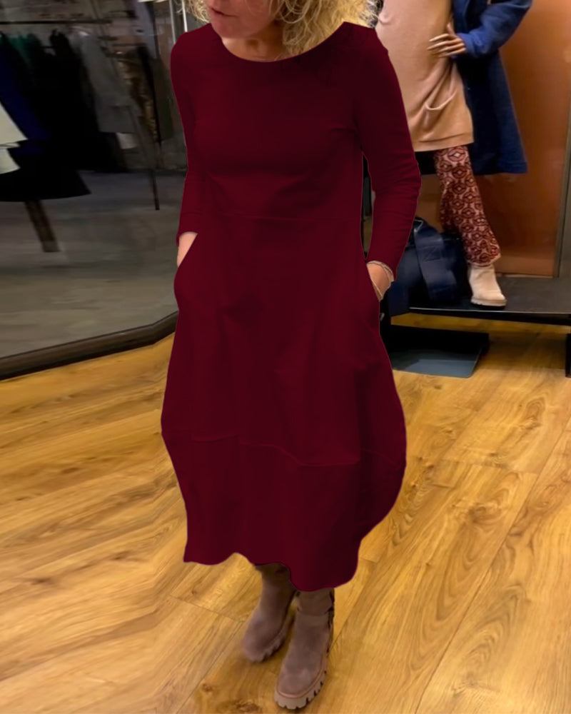 Gerrie | Schwarzes Midikleid mit Taschen