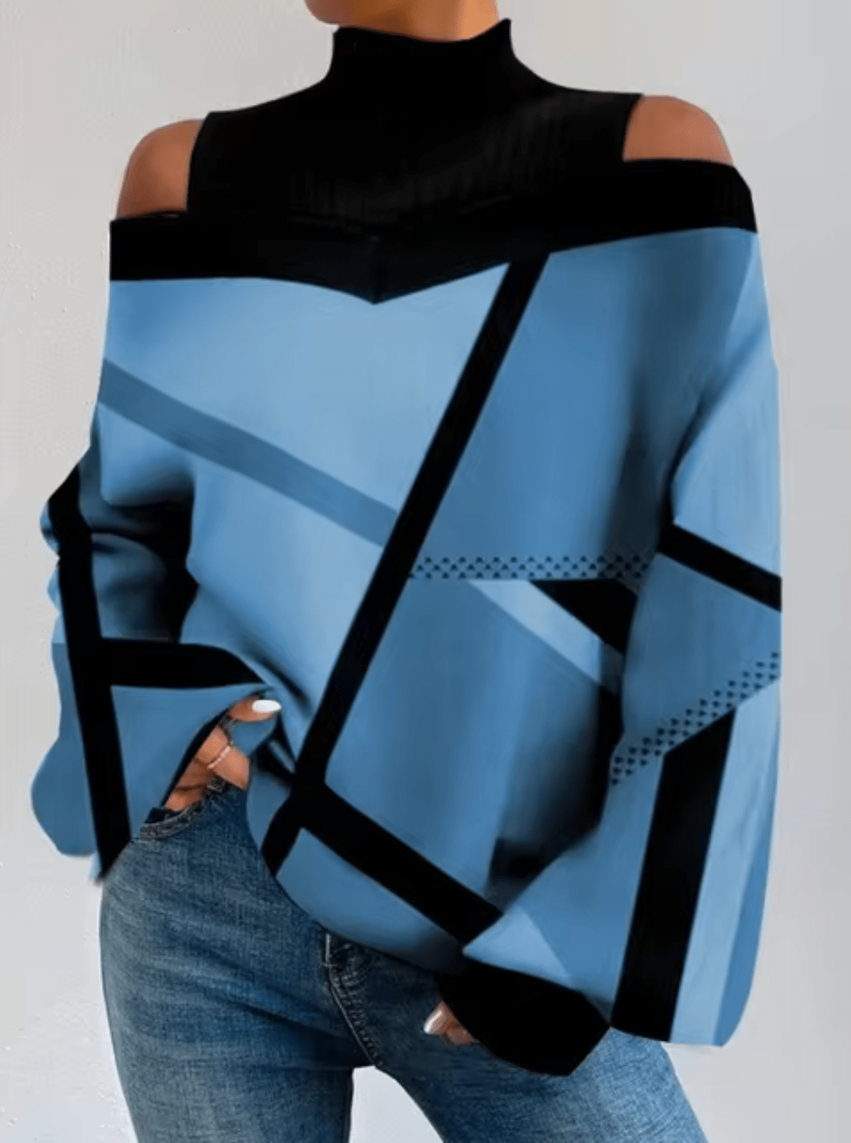 Elegante Off-Shoulder-Bluse mit Rollkragen für Damen